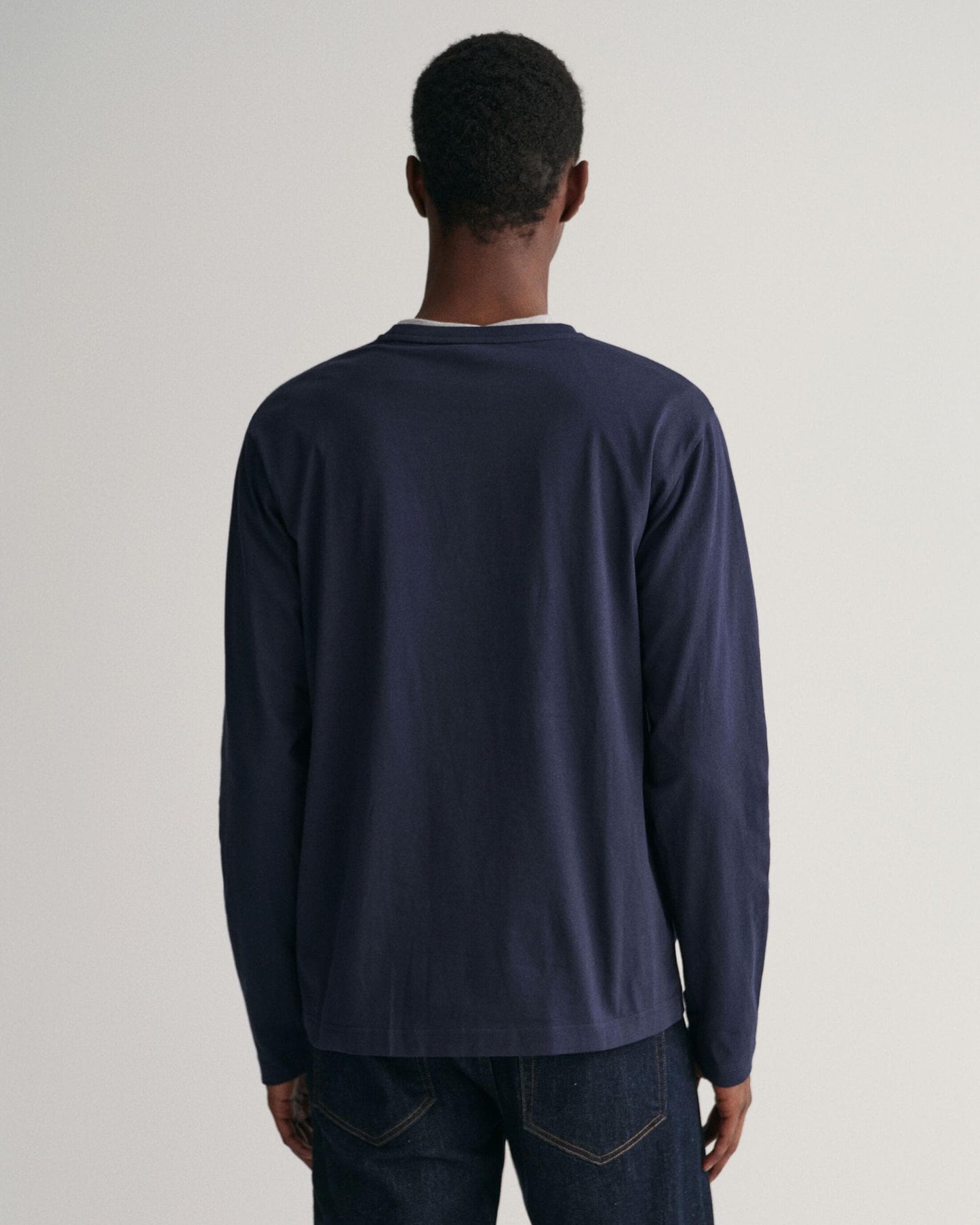 GANT Mens Regular Fit Long Sleeve Shield Logo T-Shirt - 433 Evening Blue