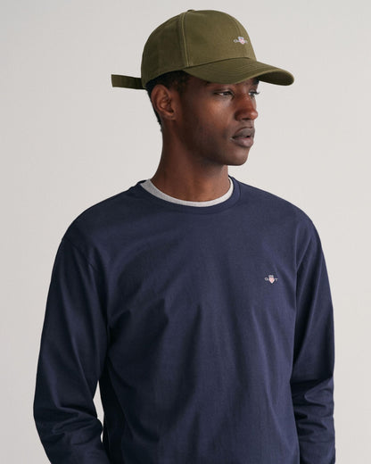 GANT Mens Regular Fit Long Sleeve Shield Logo T-Shirt - 433 Evening Blue