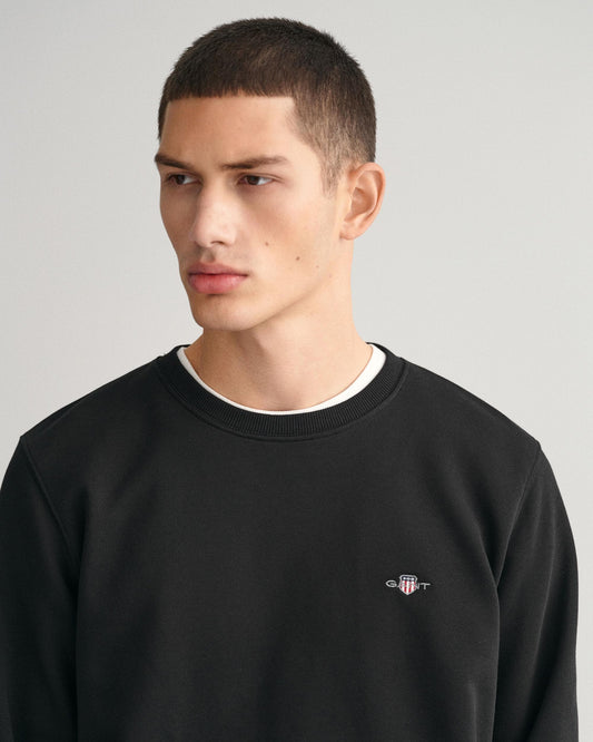 GANT Mens Regular Fit Shield Logo Crew Neck Sweatshirt - 5 Black