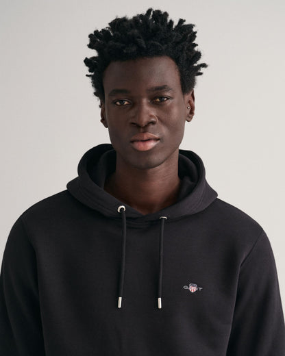 GANT Mens Regular Fit Shield Logo Pullover Hoodie - 5 Black