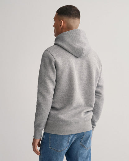 GANT Mens Regular Fit Shield Logo Pullover Hoodie - 93 Grey Melange