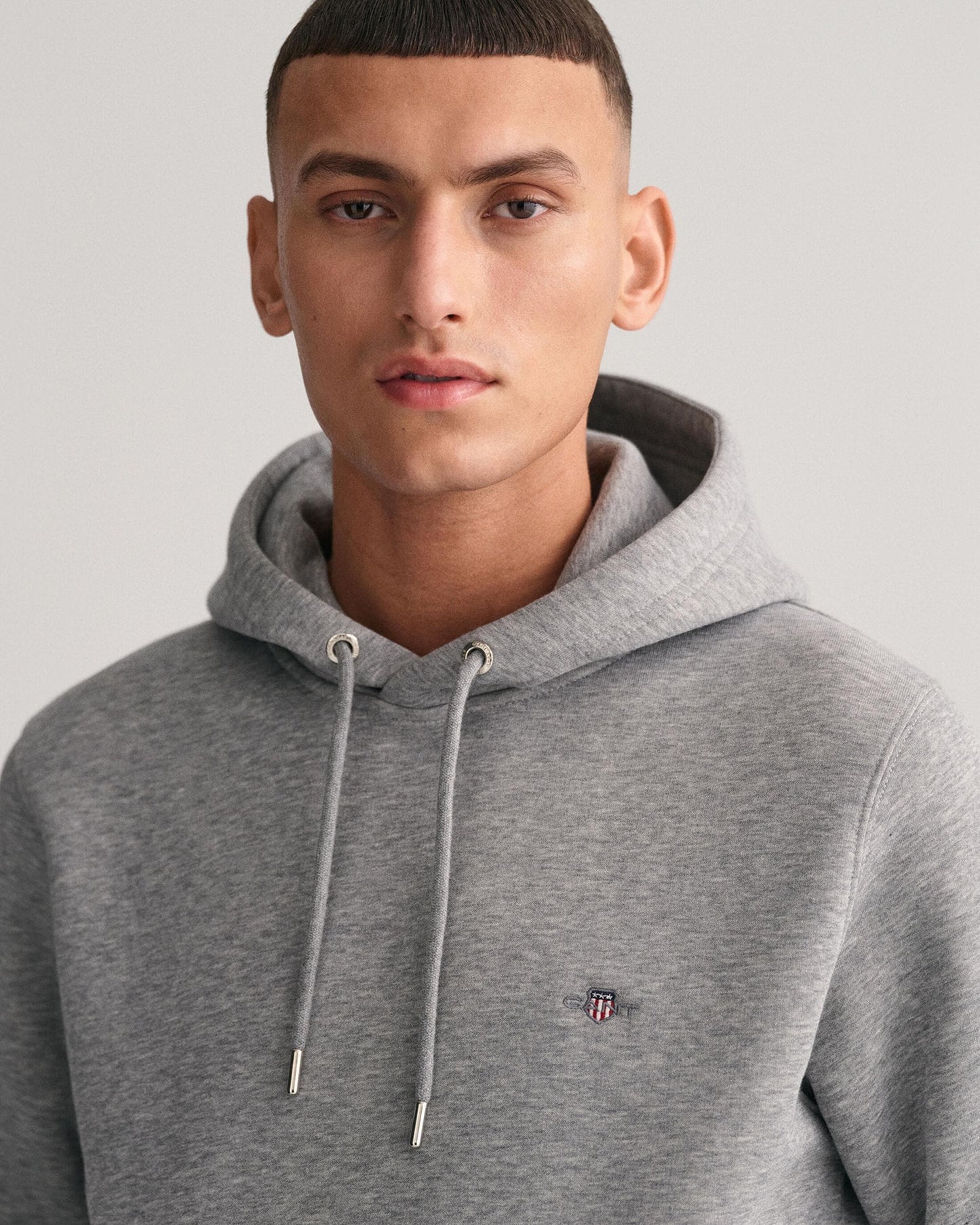 GANT Mens Regular Fit Shield Logo Pullover Hoodie - 93 Grey Melange