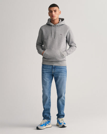 GANT Mens Regular Fit Shield Logo Pullover Hoodie - 93 Grey Melange
