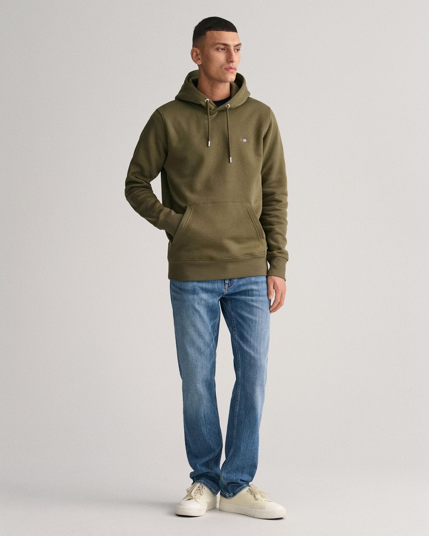 GANT Mens Regular Fit Shield Logo Pullover Hoodie - 301 Racing Green