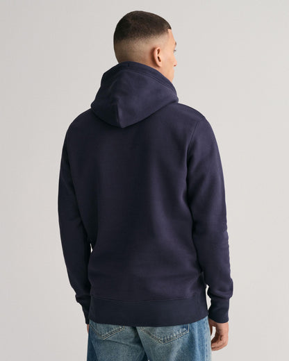GANT Mens Regular Fit Shield Logo Pullover Hoodie - 433 Evening Blue