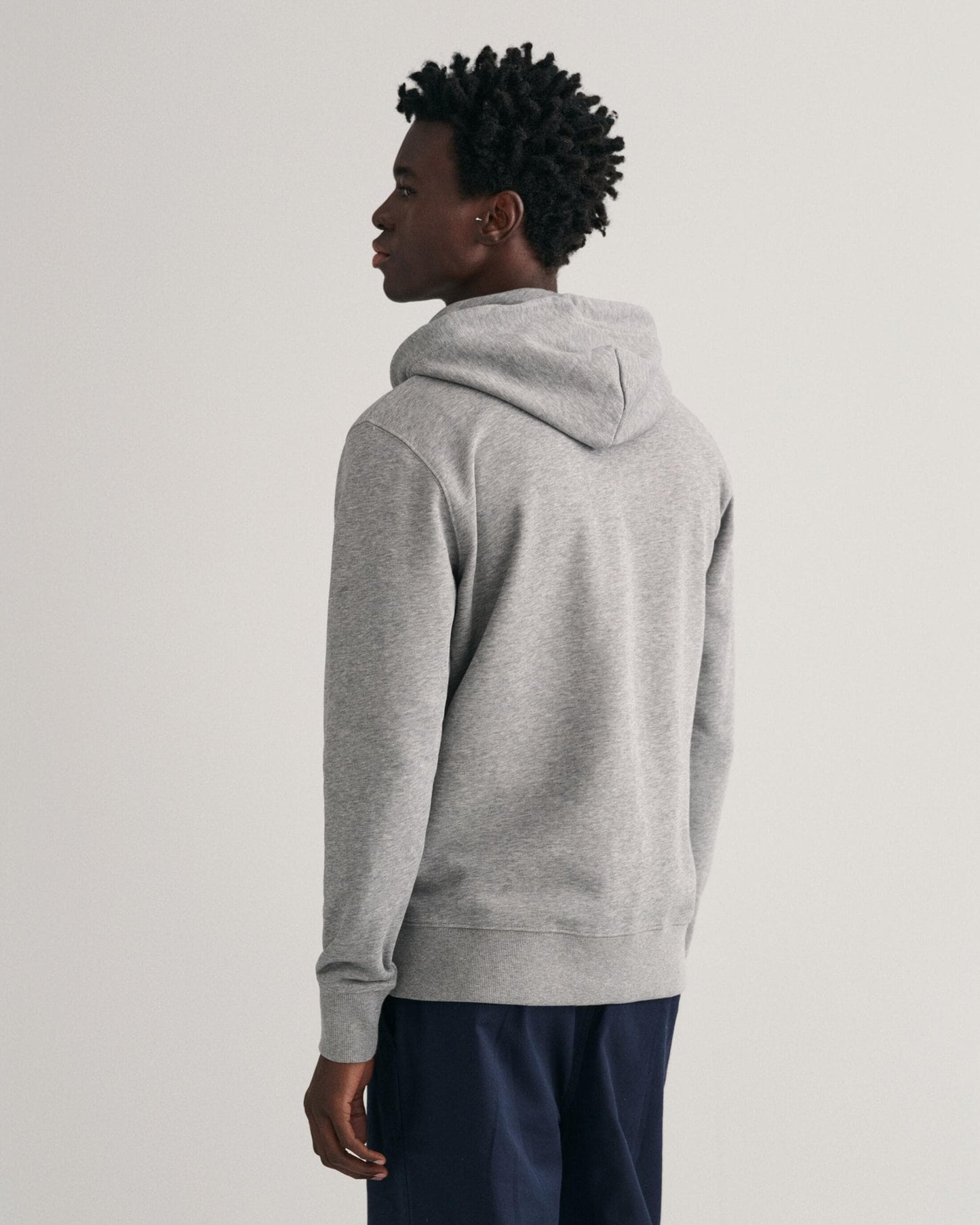 GANT Mens Regular Fit Shield Logo Full Zip Hoodie - 93 Grey Melange