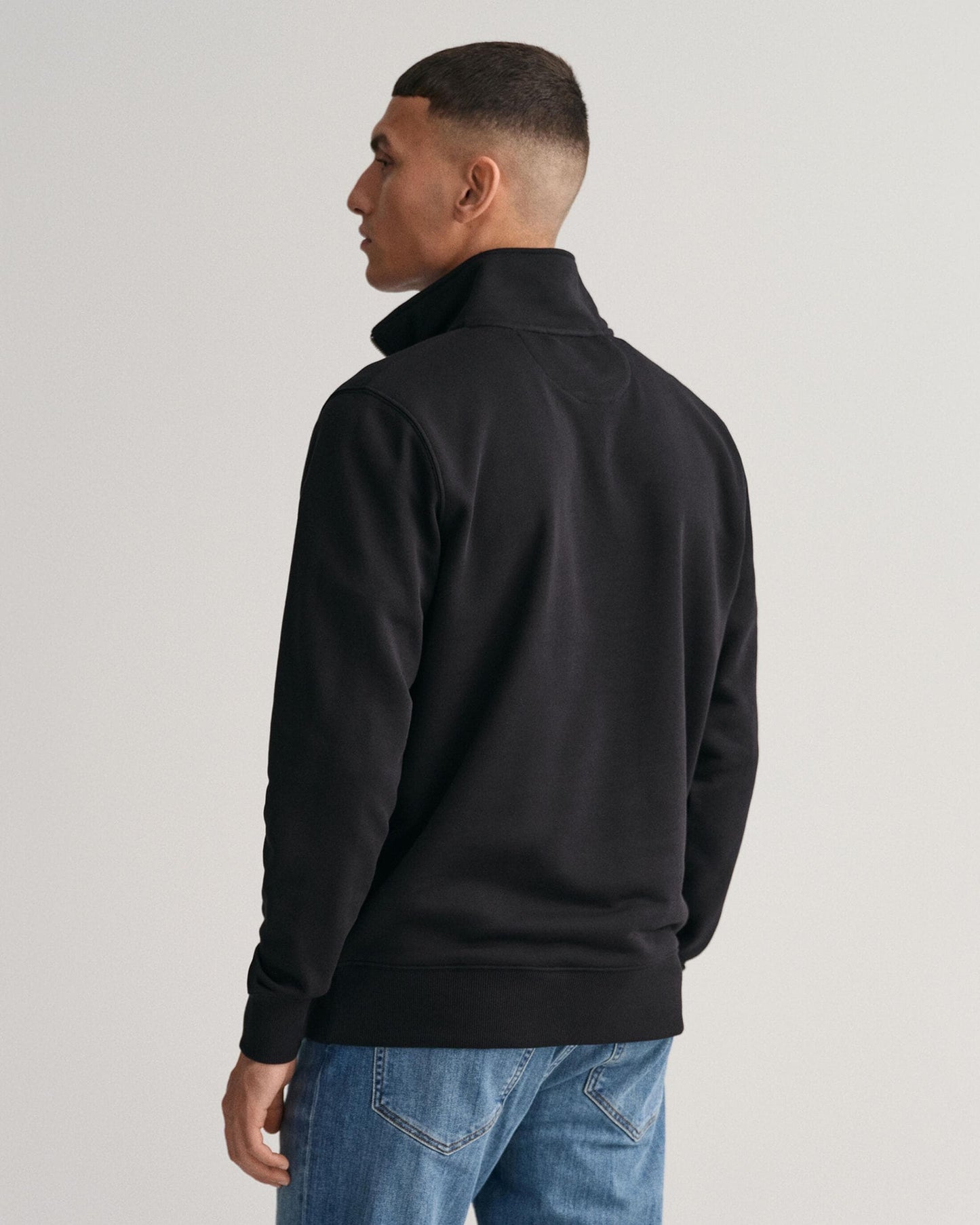 GANT Mens Regular Fit Shield Logo Half Zip Sweatshirt - 5 Black