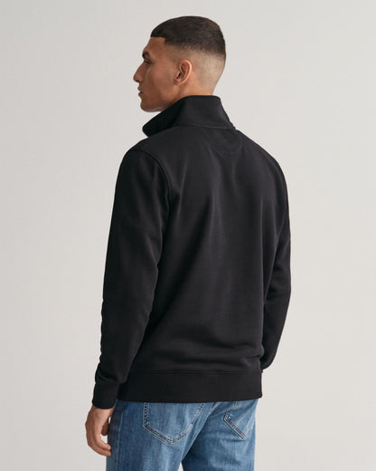 GANT Mens Regular Fit Shield Logo Half Zip Sweatshirt - 5 Black
