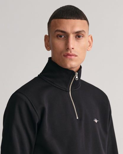 GANT Mens Regular Fit Shield Logo Half Zip Sweatshirt - 5 Black