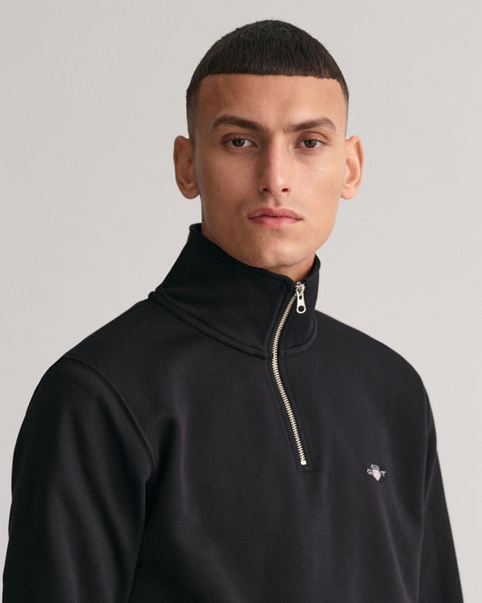 GANT Mens Regular Fit Shield Logo Half Zip Sweatshirt - 5 Black