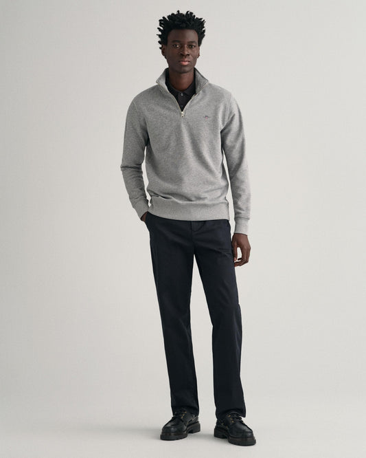 GANT Mens Regular Fit Shield Logo Half Zip Sweatshirt NOS - 93 Grey Melange