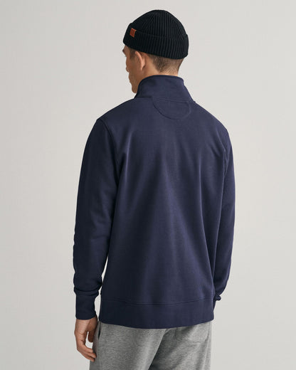 GANT Mens Regular Fit Shield Logo Half Zip Sweatshirt NOS - 433 Evening Blue