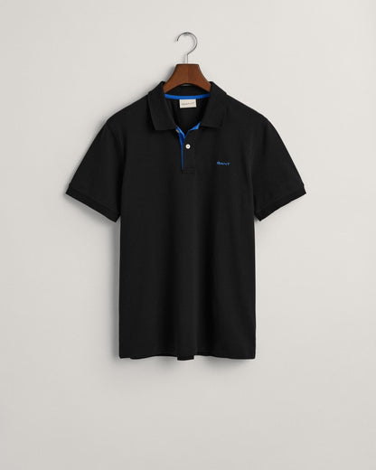 GANT Regular Fit Short Sleeve Contrast Pique Rugger - 5 Black