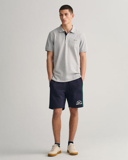GANT Regular Fit Short Sleeve Contrast Pique Rugger - 93 Grey Melange