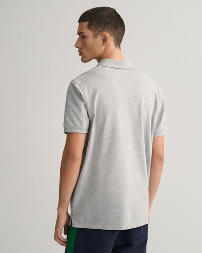 GANT Regular Fit Short Sleeve Contrast Pique Rugger - 93 Grey Melange