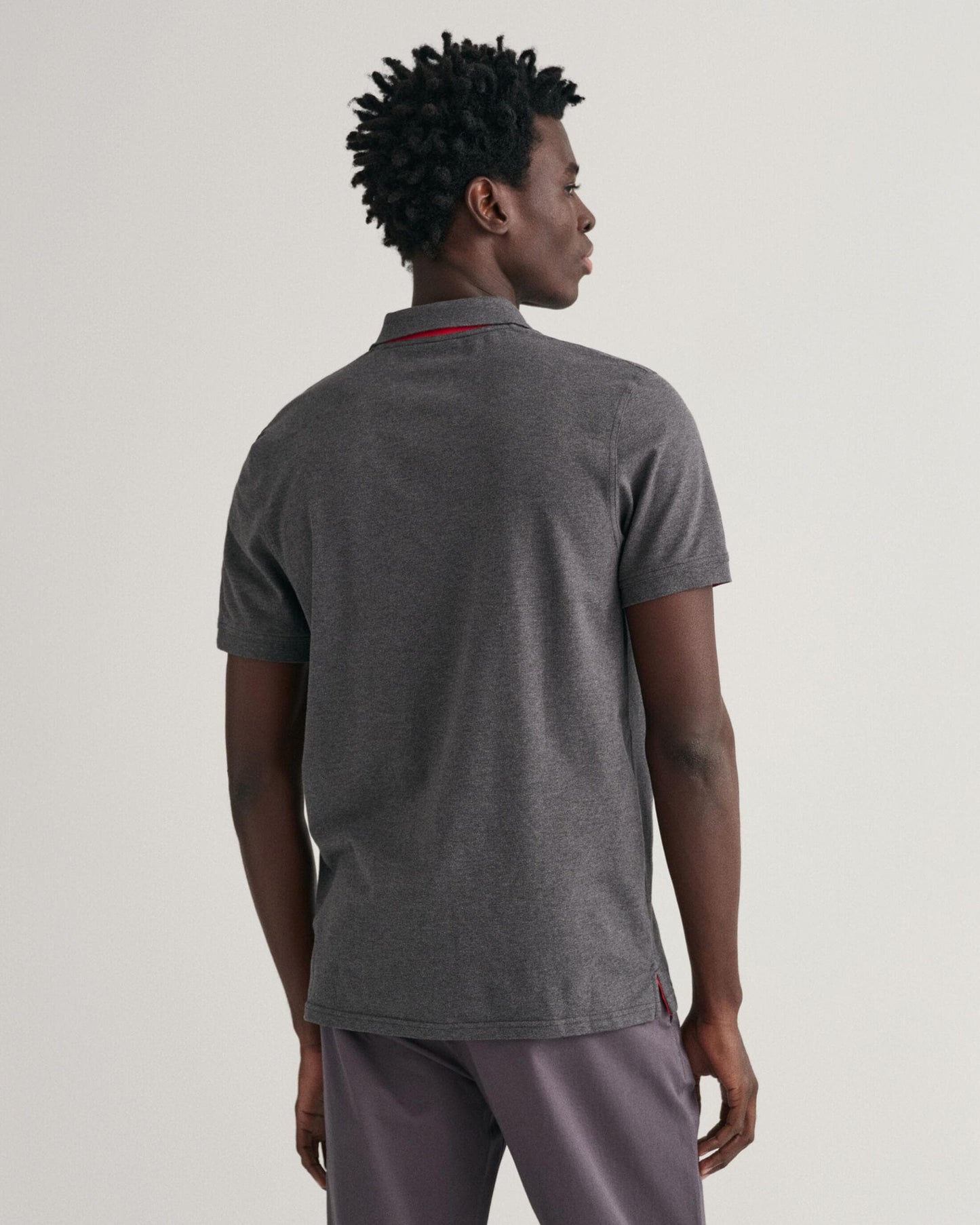 GANT Regular Fit Short Sleeve Contrast Pique Rugger - 95 Anthracite Melange