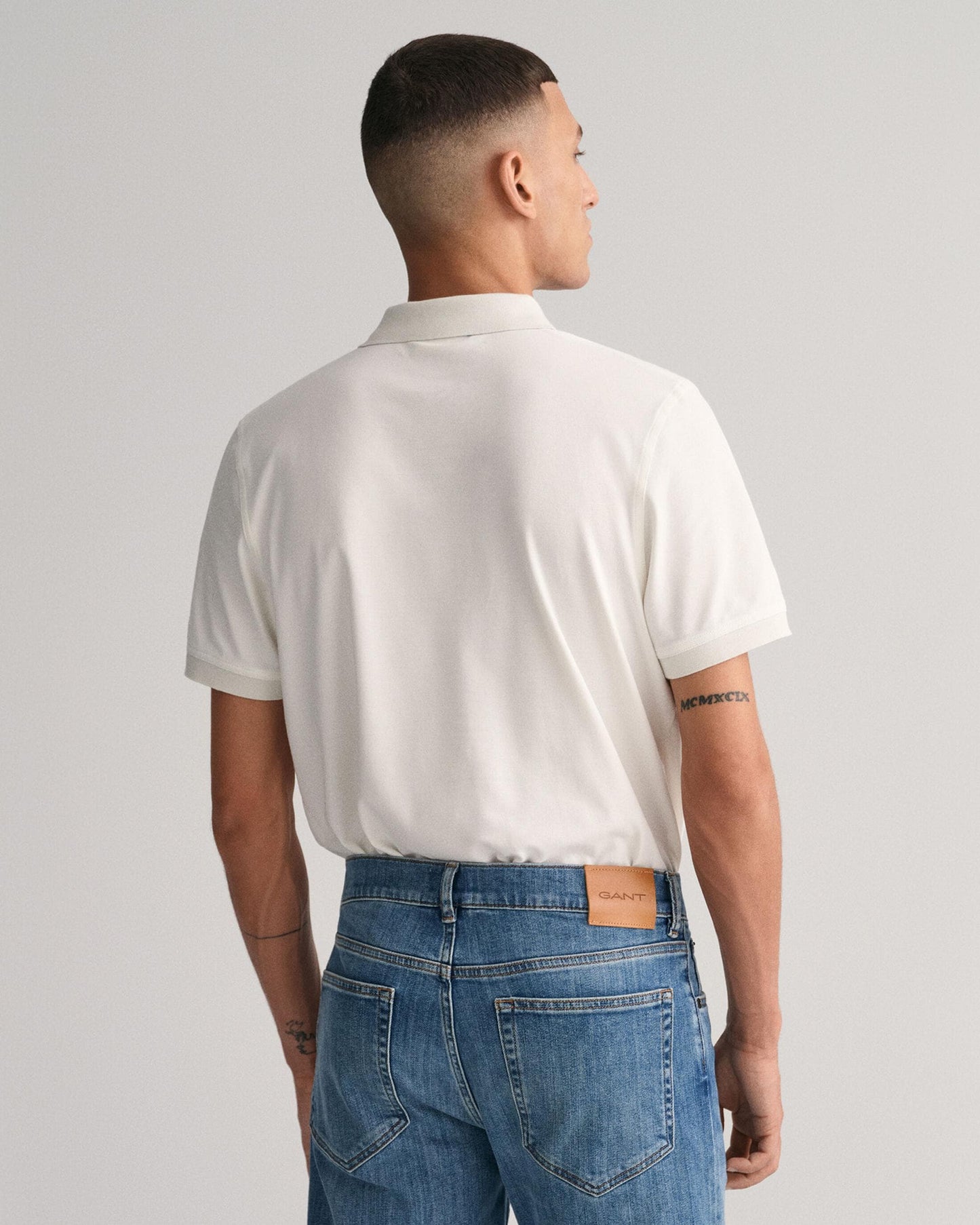 GANT Regular Fit Short Sleeve Contrast Pique Rugger - 113 Eggshell