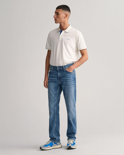 GANT Regular Fit Short Sleeve Contrast Pique Rugger - 113 Eggshell