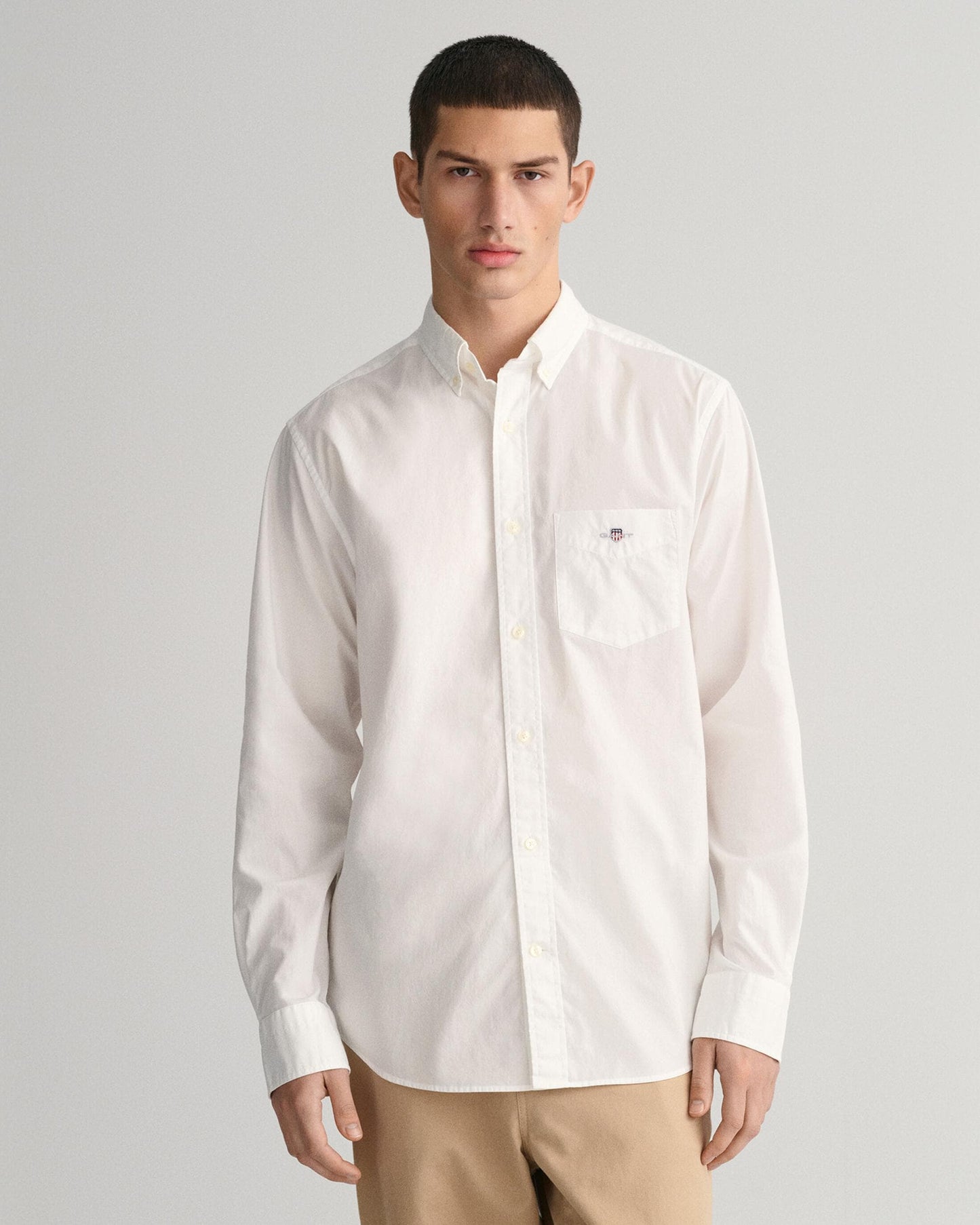 GANT Mens Regular Fit Long Sleeve Poplin Shirt - 110 White