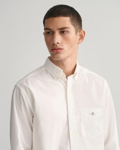 GANT Mens Regular Fit Long Sleeve Poplin Shirt - 110 White