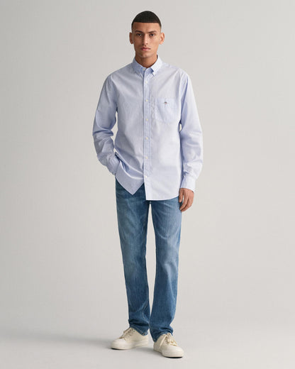 GANT Mens Regular Fit Long Sleeve Poplin Shirt - 455 Light Blue