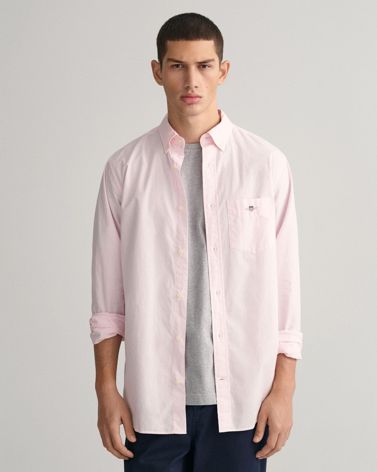 GANT Mens Regular Fit Long Sleeve Poplin Shirt - 662 Light Pink