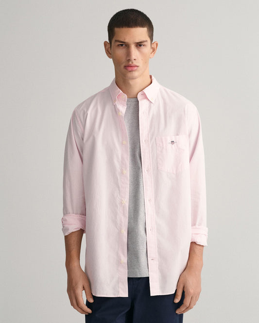 GANT Mens Regular Fit Long Sleeve Poplin Shirt - 662 Light Pink