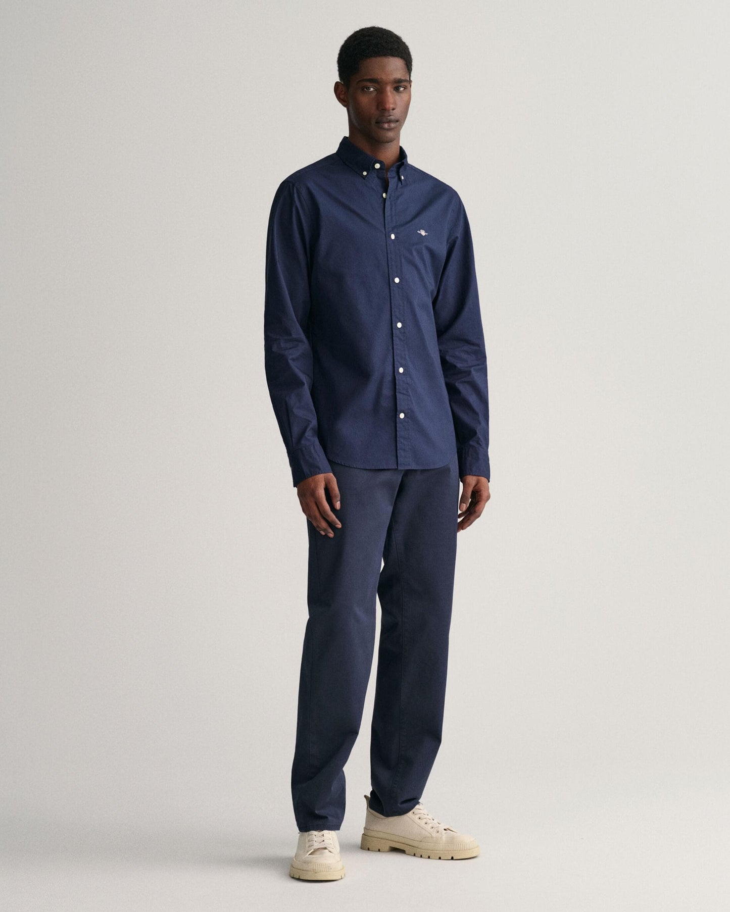 GANT Mens Slim Fit Long Sleeve Poplin Shirt - 410 Marine