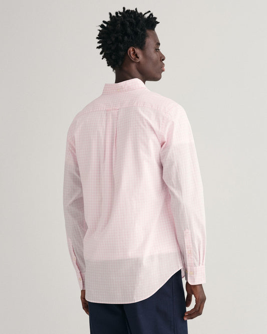 GANT Mens Regular Fit Long Sleeve Poplin Gingham Shirt - 662 Light Pink