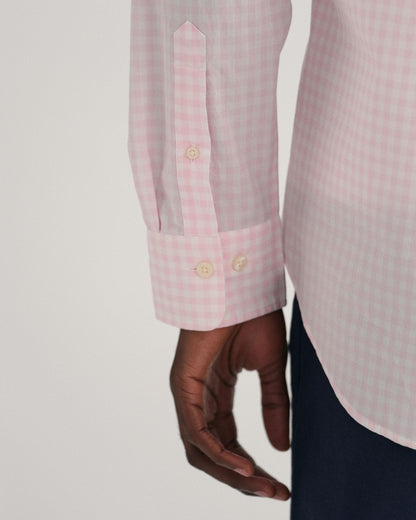 GANT Mens Regular Fit Long Sleeve Poplin Gingham Shirt - 662 Light Pink