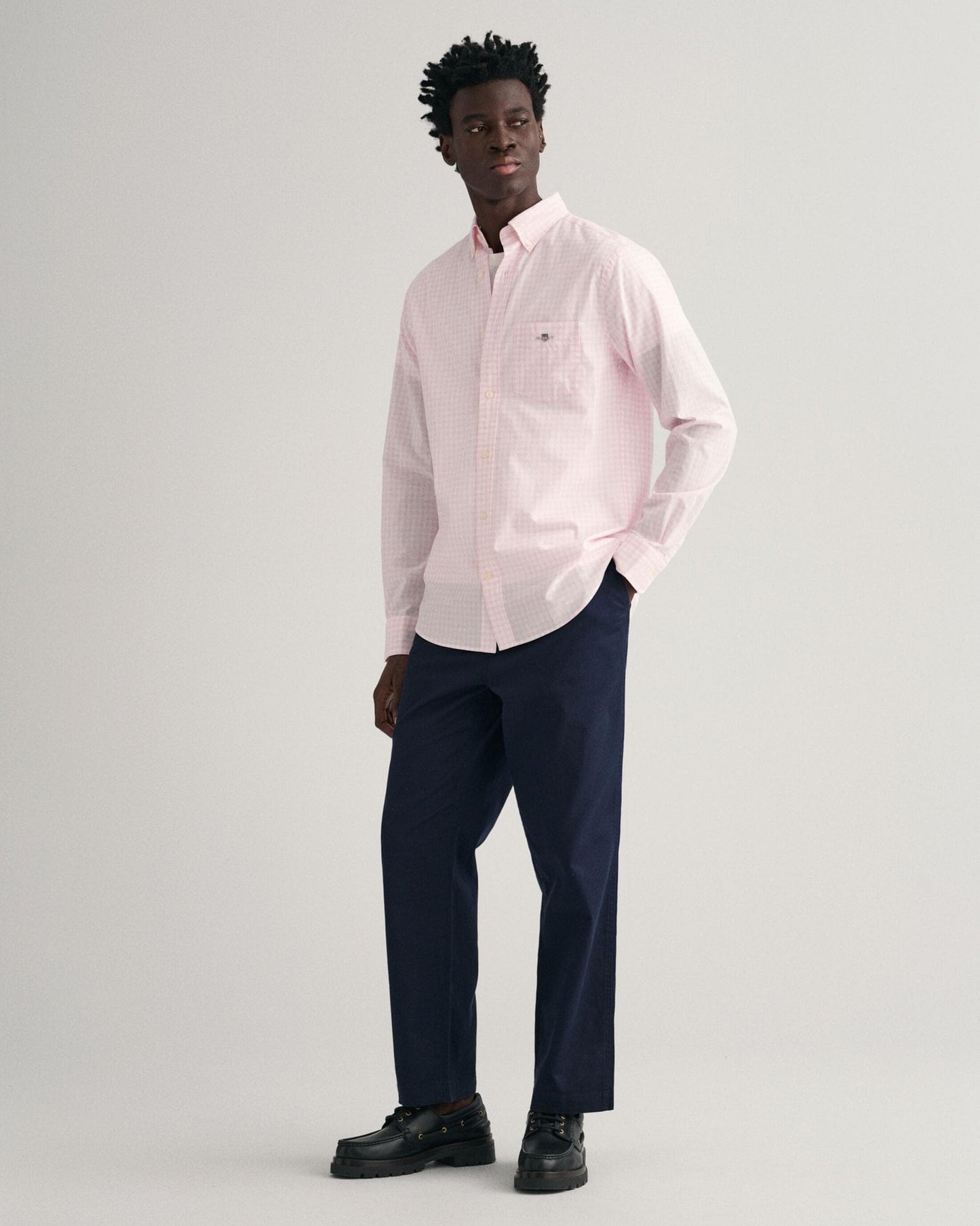 GANT Mens Regular Fit Long Sleeve Poplin Gingham Shirt - 662 Light Pink
