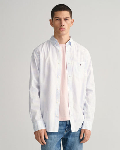 GANT Mens Regular Fit Long Sleeve Poplin Stripe Shirt