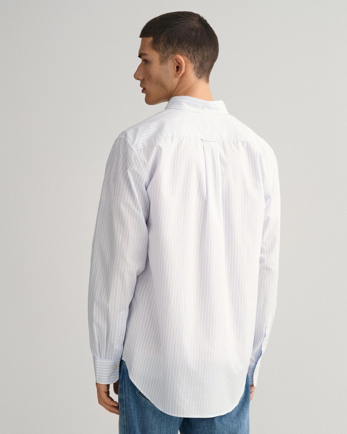 GANT Mens Regular Fit Long Sleeve Poplin Stripe Shirt - 455 Light Blue