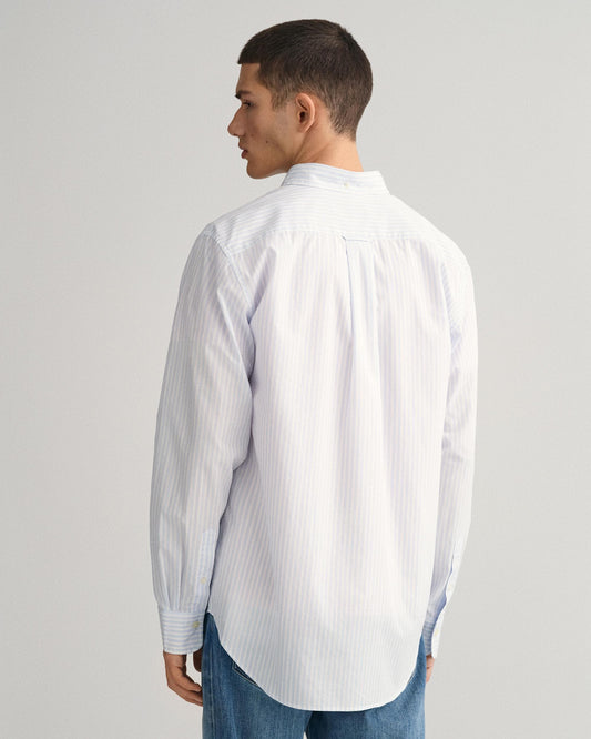 GANT Mens Regular Fit Long Sleeve Poplin Stripe Shirt - 455 Light Blue