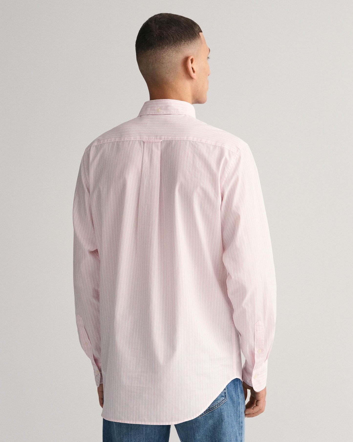 GANT Mens Regular Fit Long Sleeve Poplin Stripe Shirt - 662 Light Pink