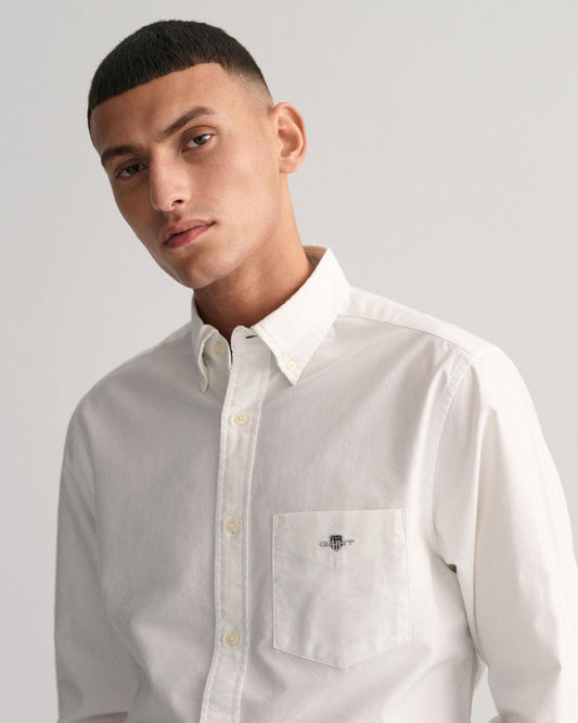 GANT Mens Regular Fit Long Sleeve Oxford Shirt - 110 White