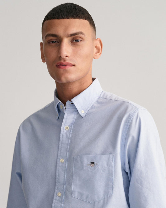 GANT Mens Regular Fit Long Sleeve Oxford Shirt - 455 Light Blue