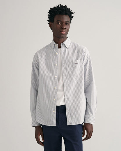 GANT Mens Regular Fit Long Sleeve Oxford Banker Stripe Shirt