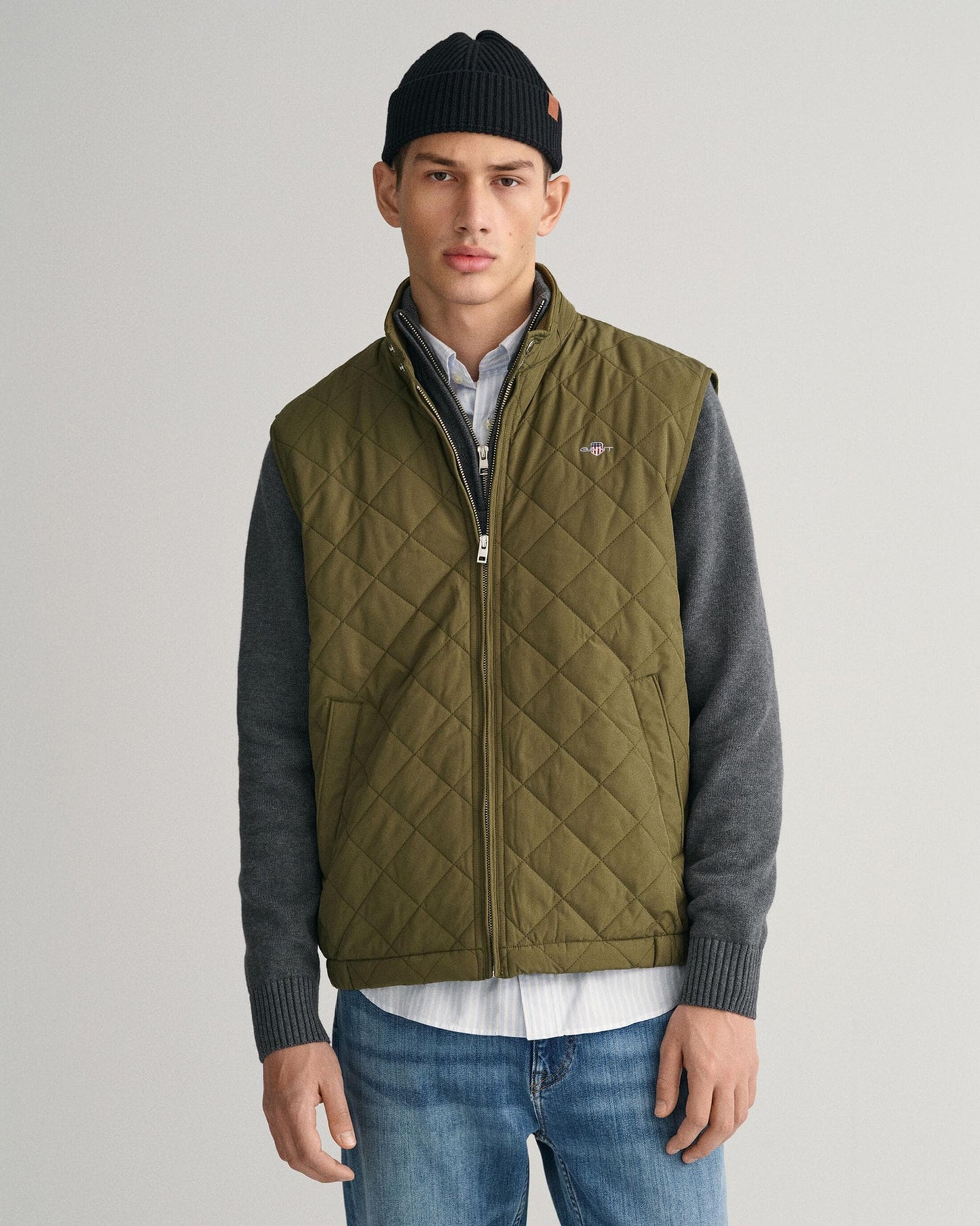 GANT Mens Quilted Windcheater Vest - 301 Juniper Green