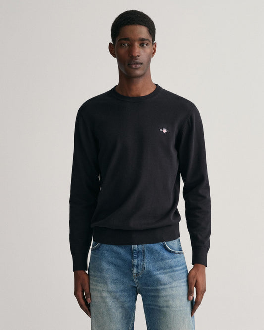 GANT Mens Classic Cotton Crew Neck Jumper - 5 Black