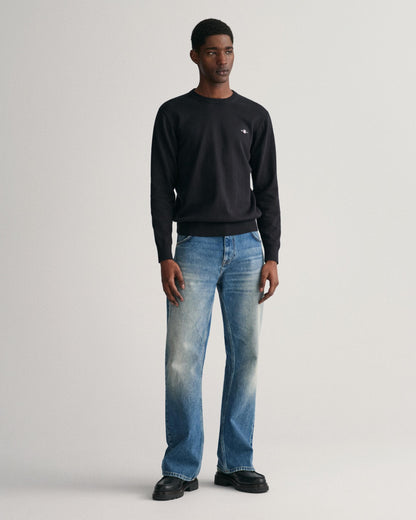 GANT Mens Classic Cotton Crew Neck Jumper - 5 Black