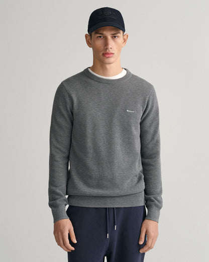 GANT Mens Cotton Pique Crew Neck Jumper
