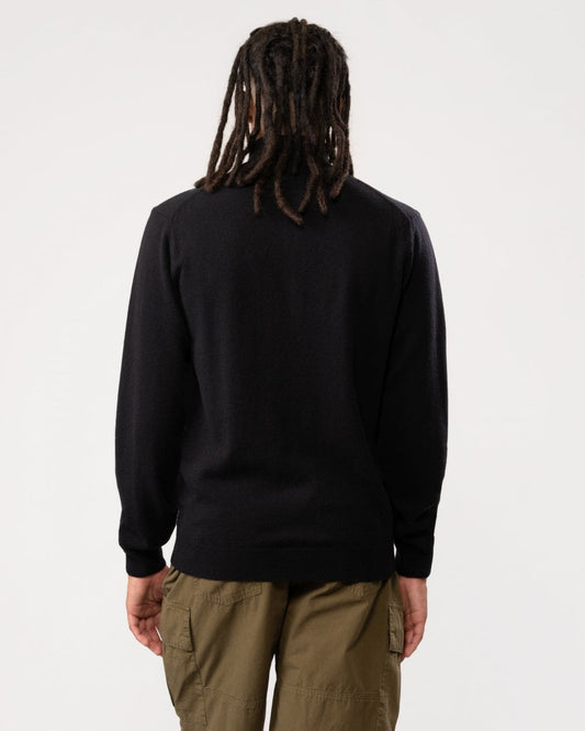 GANT Mens Superfine Lambswool Half Zip Cardigan - 5 Black