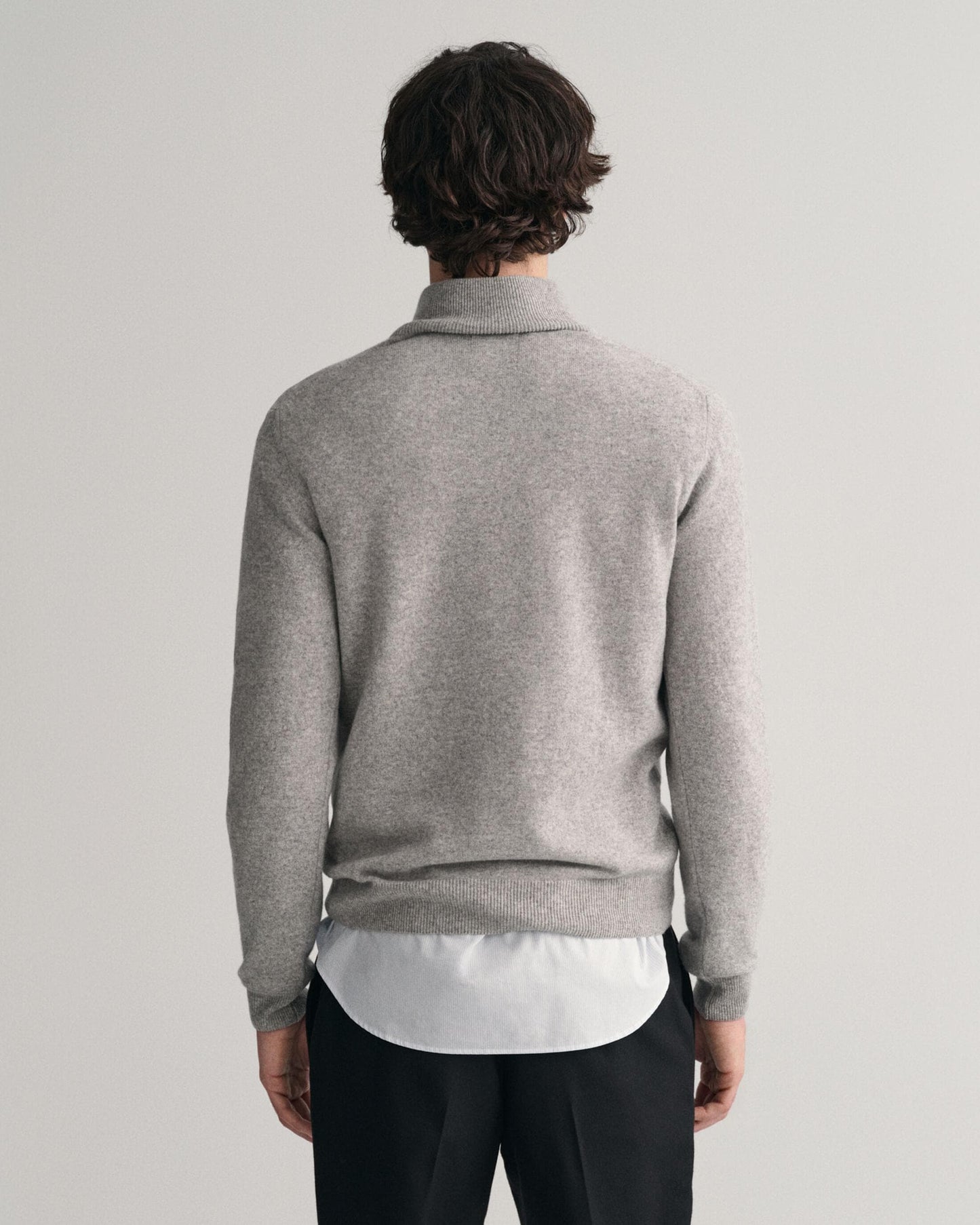 GANT Mens Superfine Lambswool Half Zip Cardigan - 93 Grey Melange