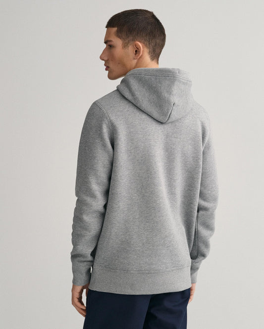 GANT Mens Regular FIt Archive Shield Pullover Hoodie - 93 Grey Melange