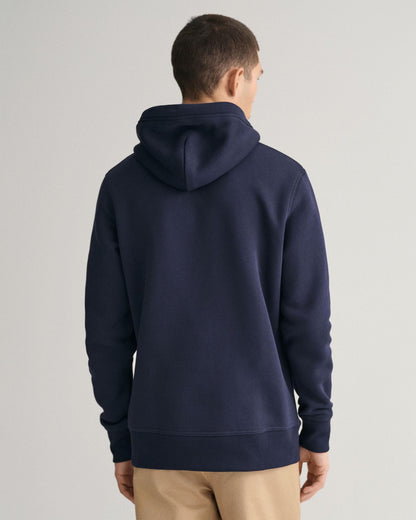 GANT Mens Regular FIt Archive Shield Pullover Hoodie - 433 Evening Blue