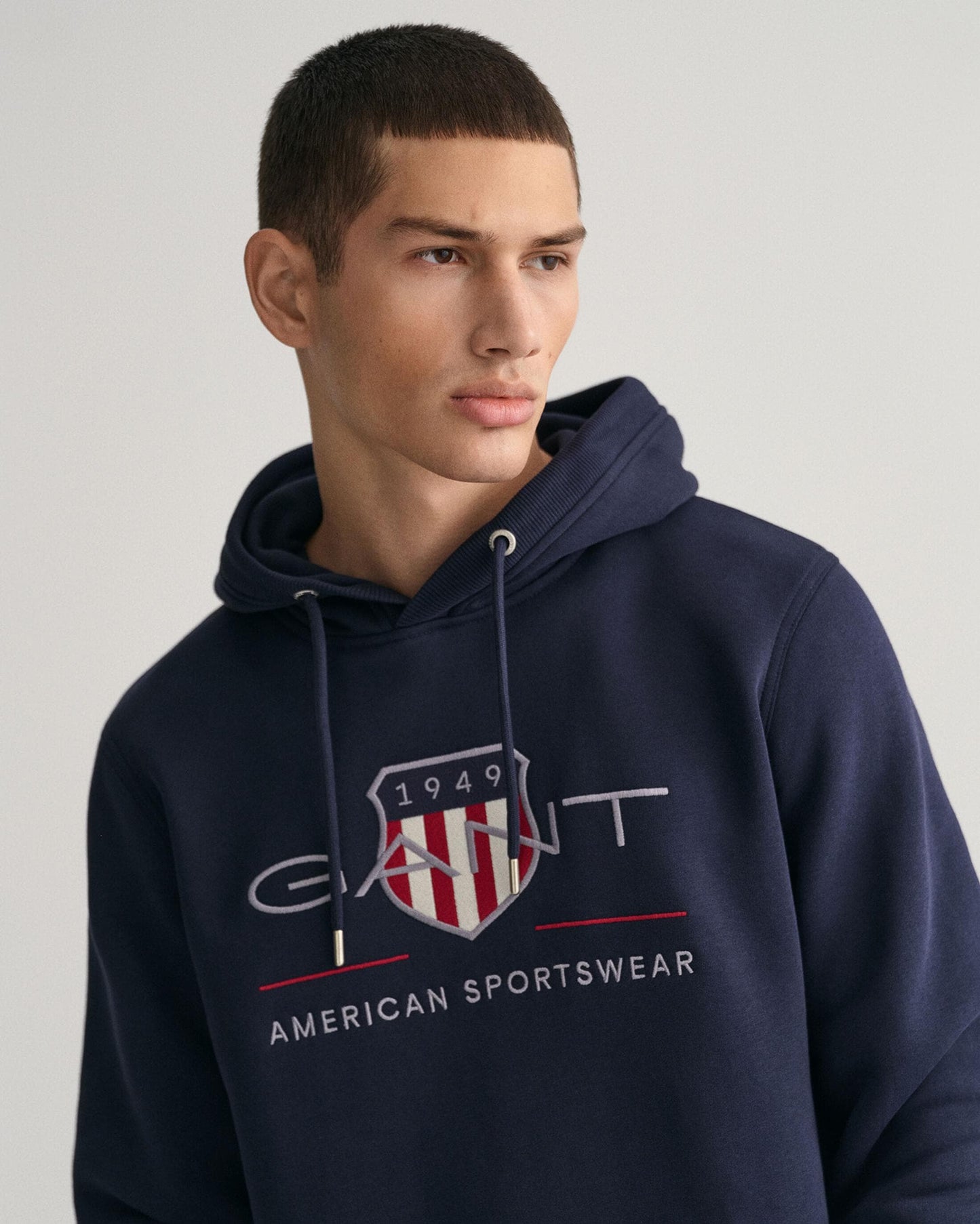 GANT Mens Regular FIt Archive Shield Pullover Hoodie - 433 Evening Blue