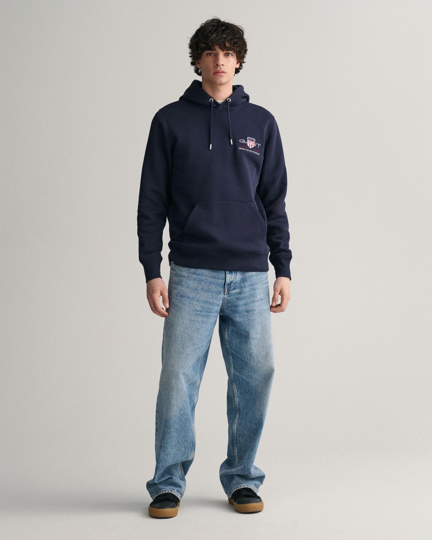 GANT Mens Regular Fit Medium Archive Shield Pullover Hoodie - 433 Evening Blue