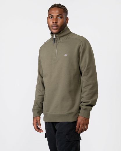 GANT Mens Shield Logo Half Zip Funnel Neck Sweatshirt