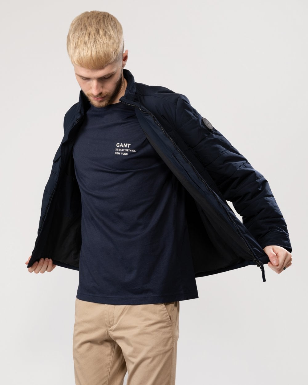 GANT Mens Channel Quilted Jacket - 433 Evening Blue